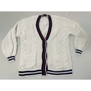 American Eagle Sweater Women Extra Small White Chunky Cable Knit Cardigan Preppy